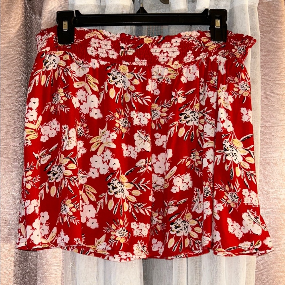 Nunui Size 10 Floral Red Swing Skirt
